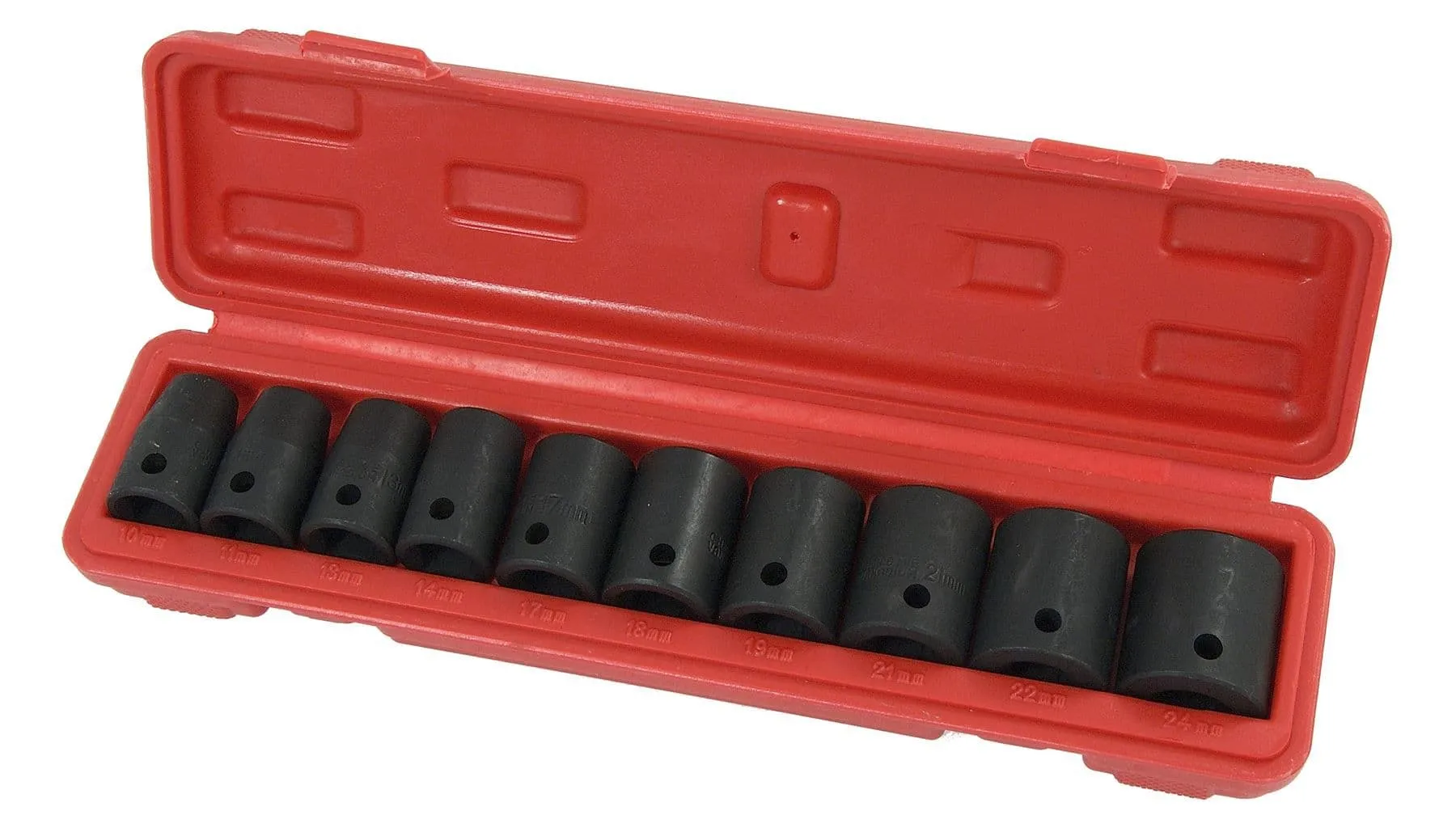 1/2" Impact Socket Set 10Pc, Dr 6 Point, Chrome Vanadium With Case