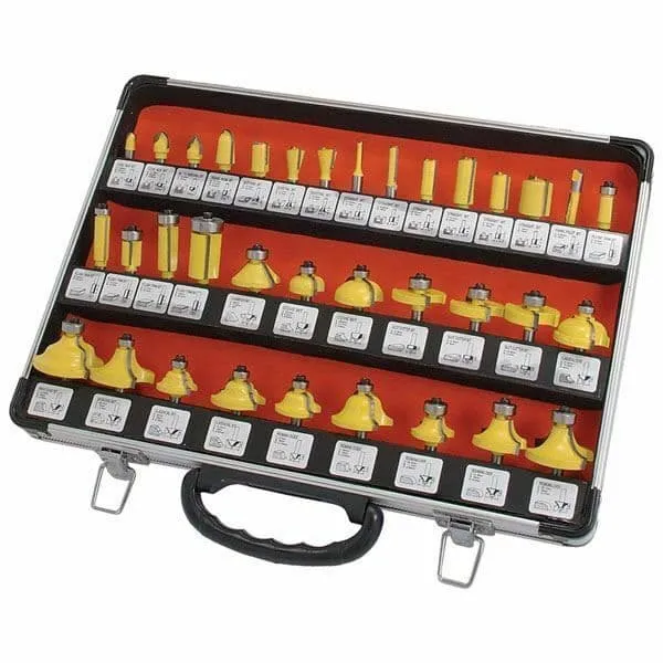 1/4" Shank 35 Piece Tct Router Cutter Bit Set With Aluminium Case Trade Quality