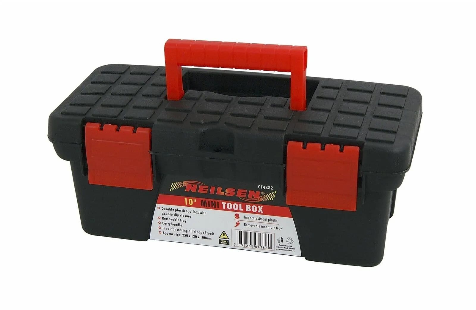 10" Plastic Portable Storage Tool Box With Removable Tray & Carrying Handle