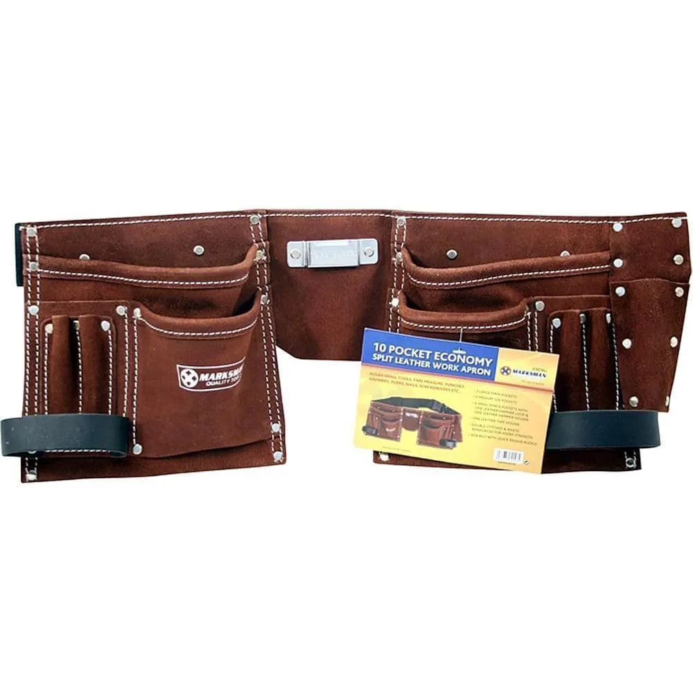 10 Pocket Double Split Suede Leather Tool Pouch Builders Bag Belt Storage Pouche