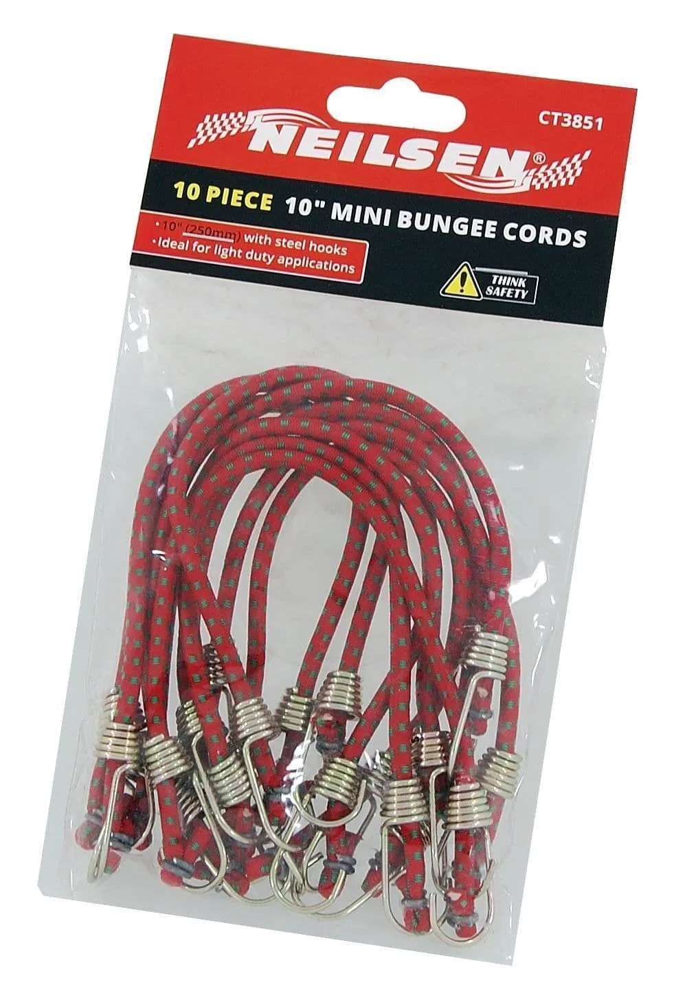 10" Small Mini Bungee Cords Pack - Elastic Straps With Hook - 10Pc
