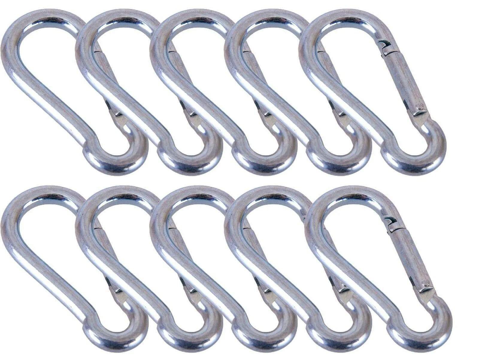 10 X Carabiner 6 X 60mm Steel Snap Spring Loaded Clip Hook Karabiner Carabina