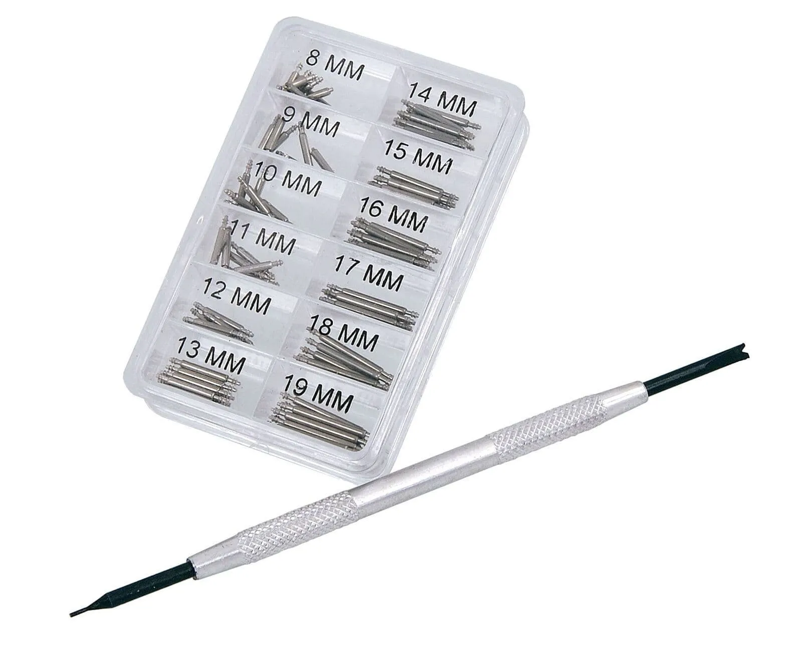 100Pc Watch Strap Spring Pin Bar Set 8mm To 19mm With Removal Tool