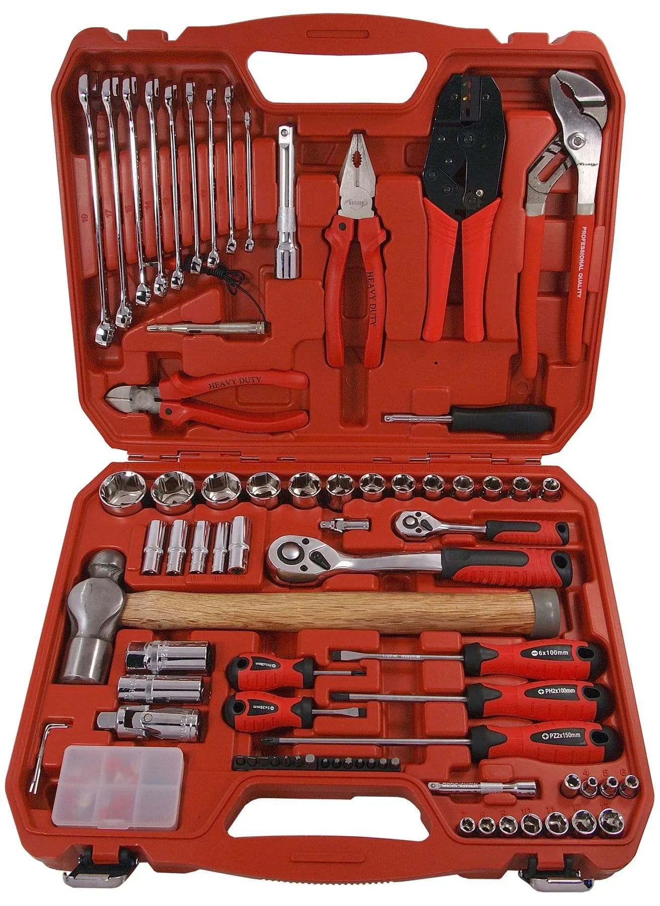 101 Piece Hand Tool Set In A Case That Includes Spanners, Sockets, Screwdrivers