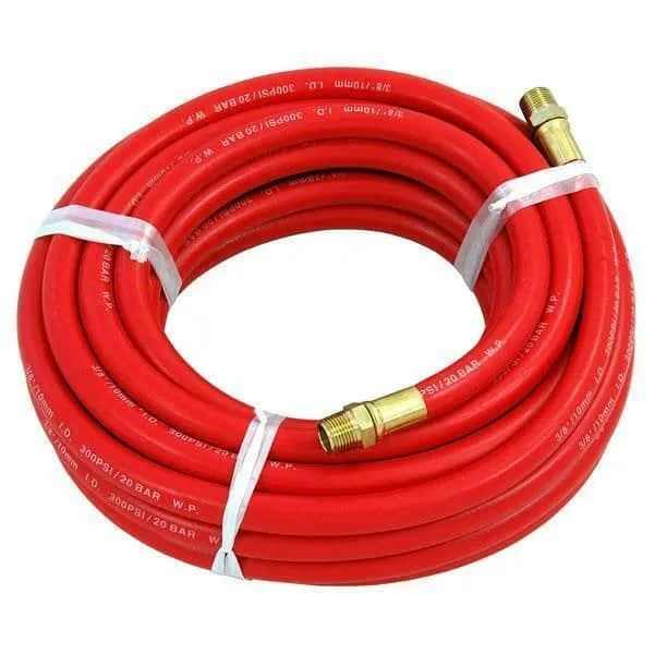 10M 30Ft Air Line Rubber Hose Air Line Compressor Tools 3/8" Bsp Brass Connector