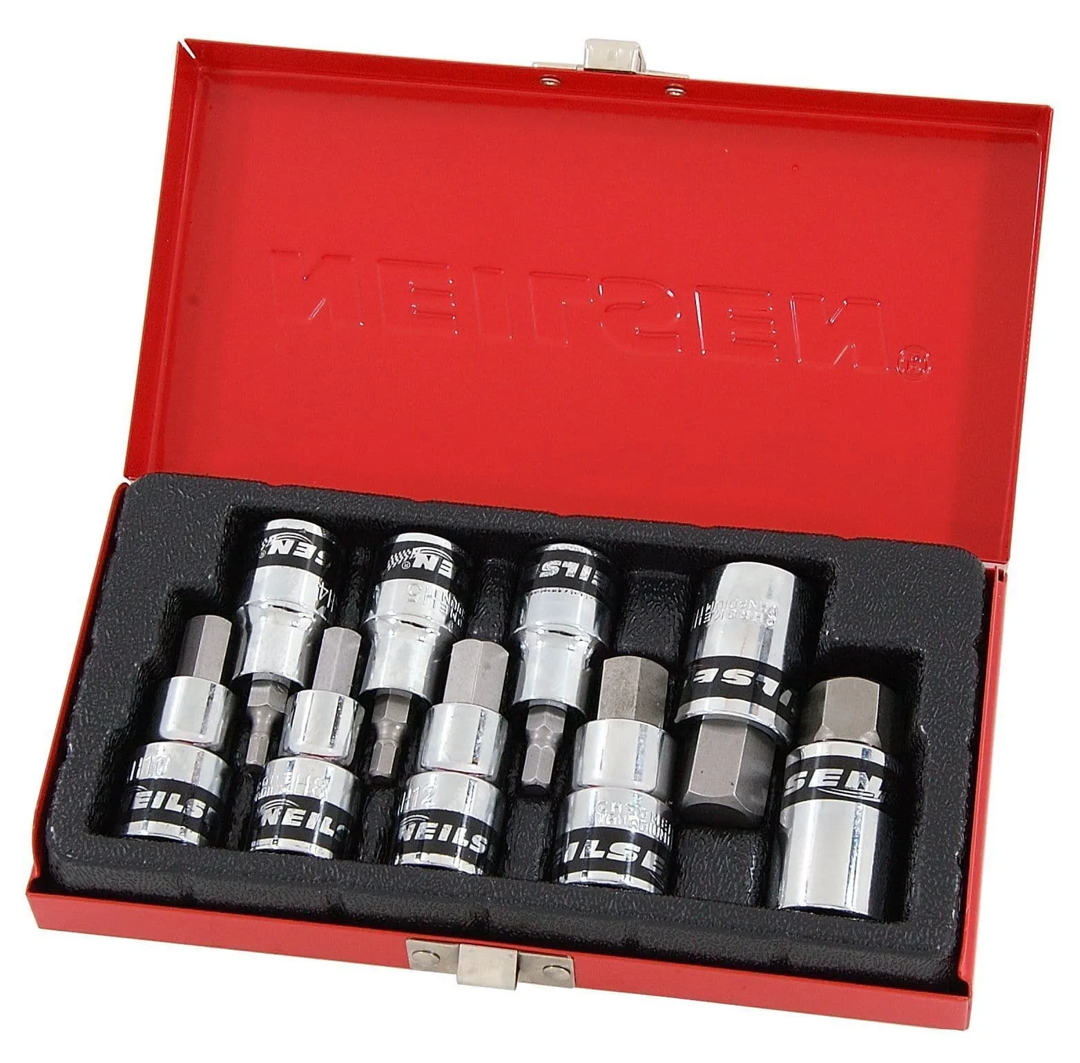 10Pc 1/2" Drive Hex Bit Socket Allen Key Set H4 H5 H5 H8 H10 H12 H14 H17 H19mm