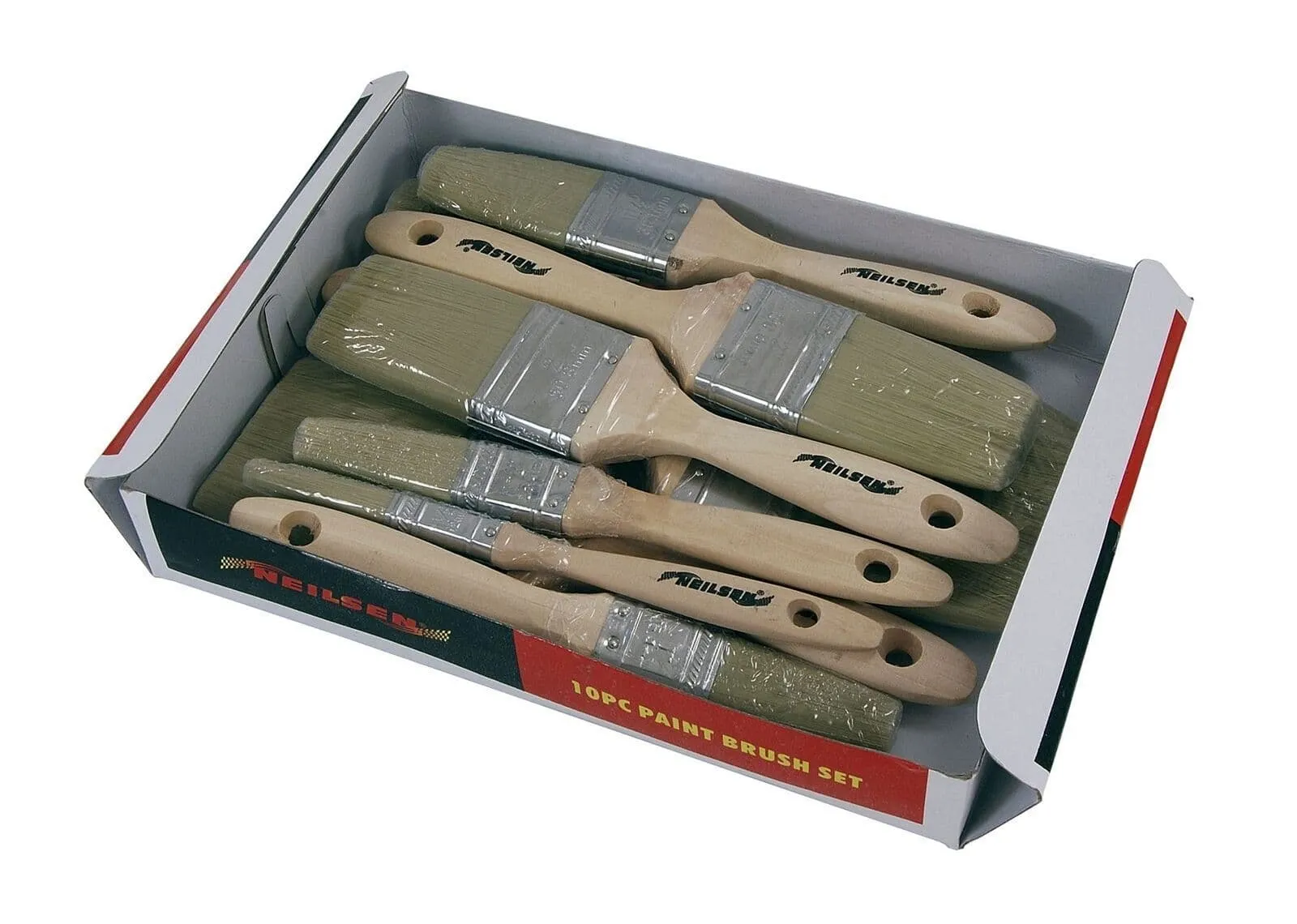 10Pc Paint Brush Set, Including 1/2",1",1 1/2",2",3",4" For Gloss And Emulsion