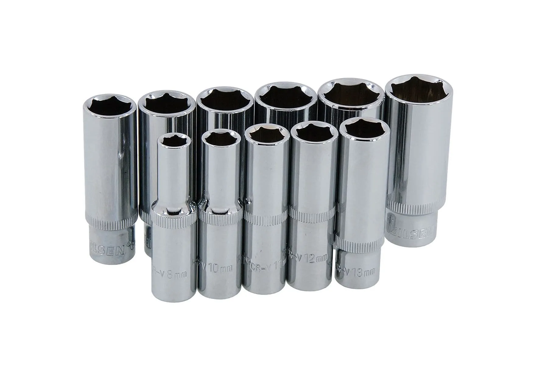 11 Piece 3/8 " Drive Deep Socket Set With Storage Rail