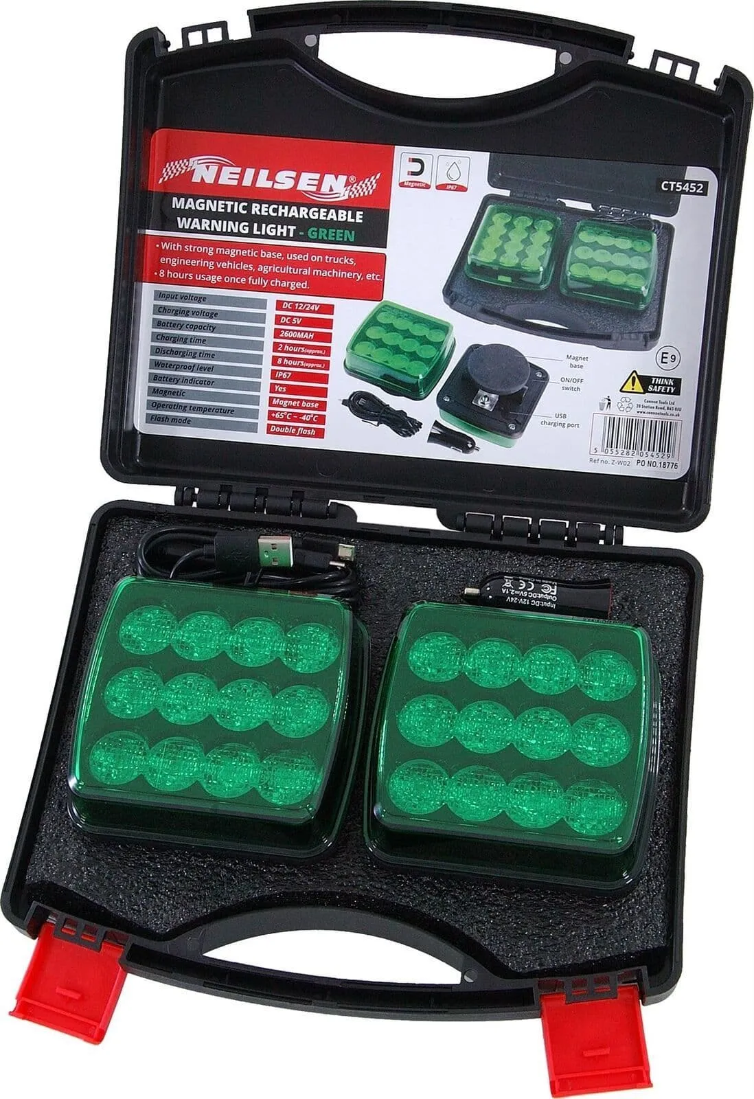 12 & 24V Wireless Led Green Warning Lights - Magnetic & Rechargeable