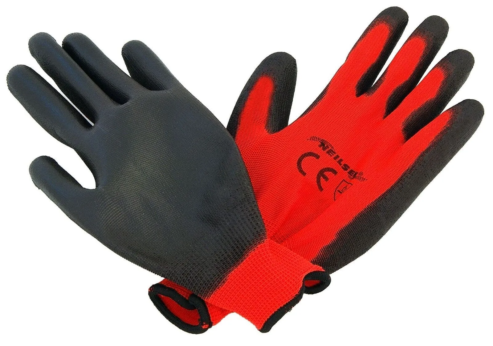 12 Pairs Pu Coated Safety Work Gloves For Gardening & Building - Size 9 Large