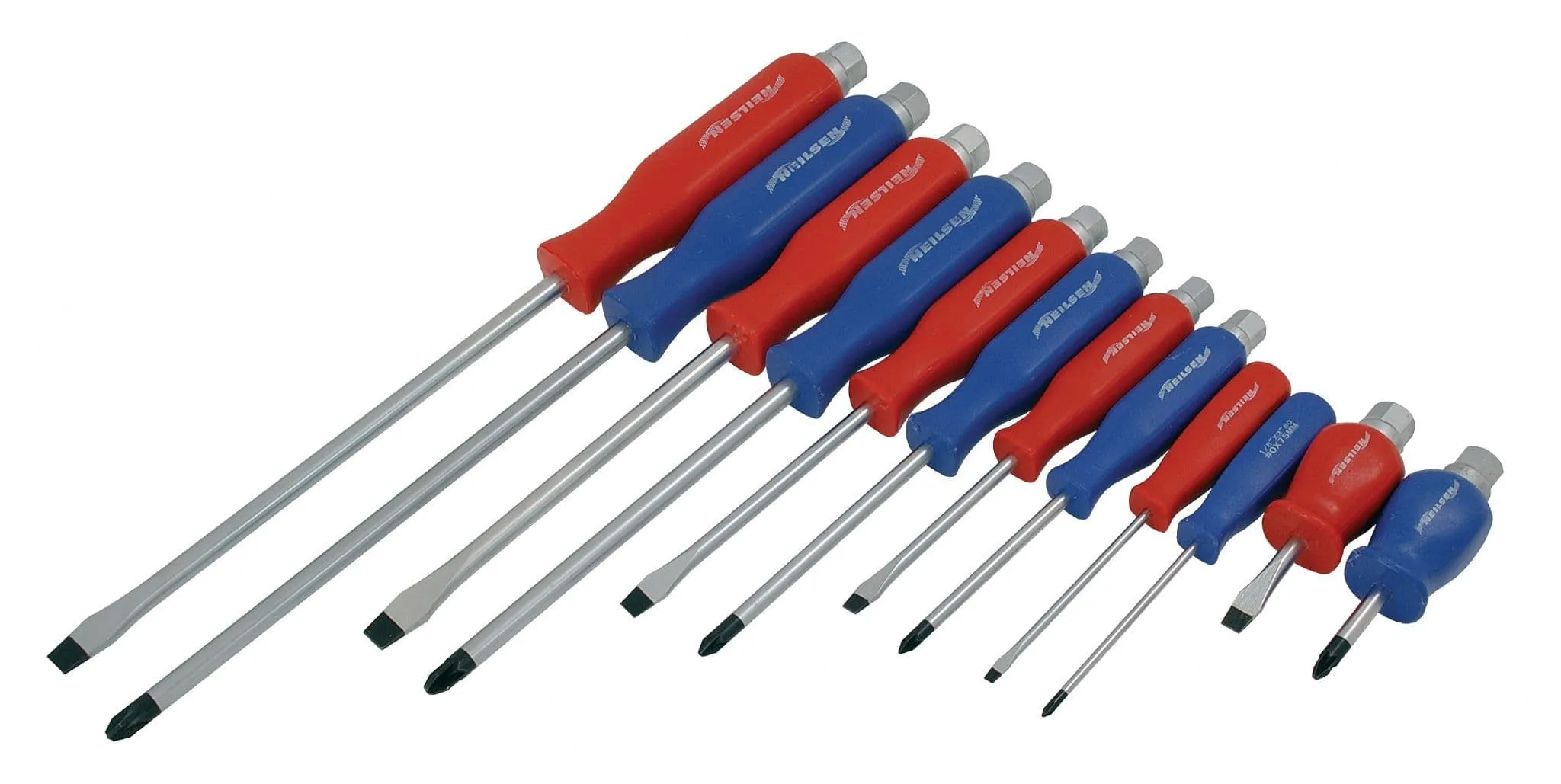 12 Pc Mechanics Pound Thru Screwdriver Tool Set Flat & Pozi Magnetic Tips