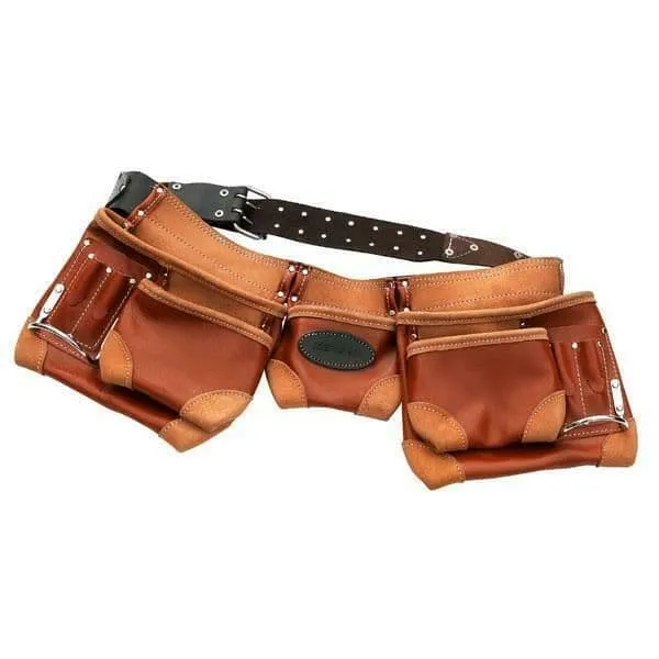 12 Pocket Heavy Duty Tanned Leather Riveted Adjustable Nail & Tool Belt