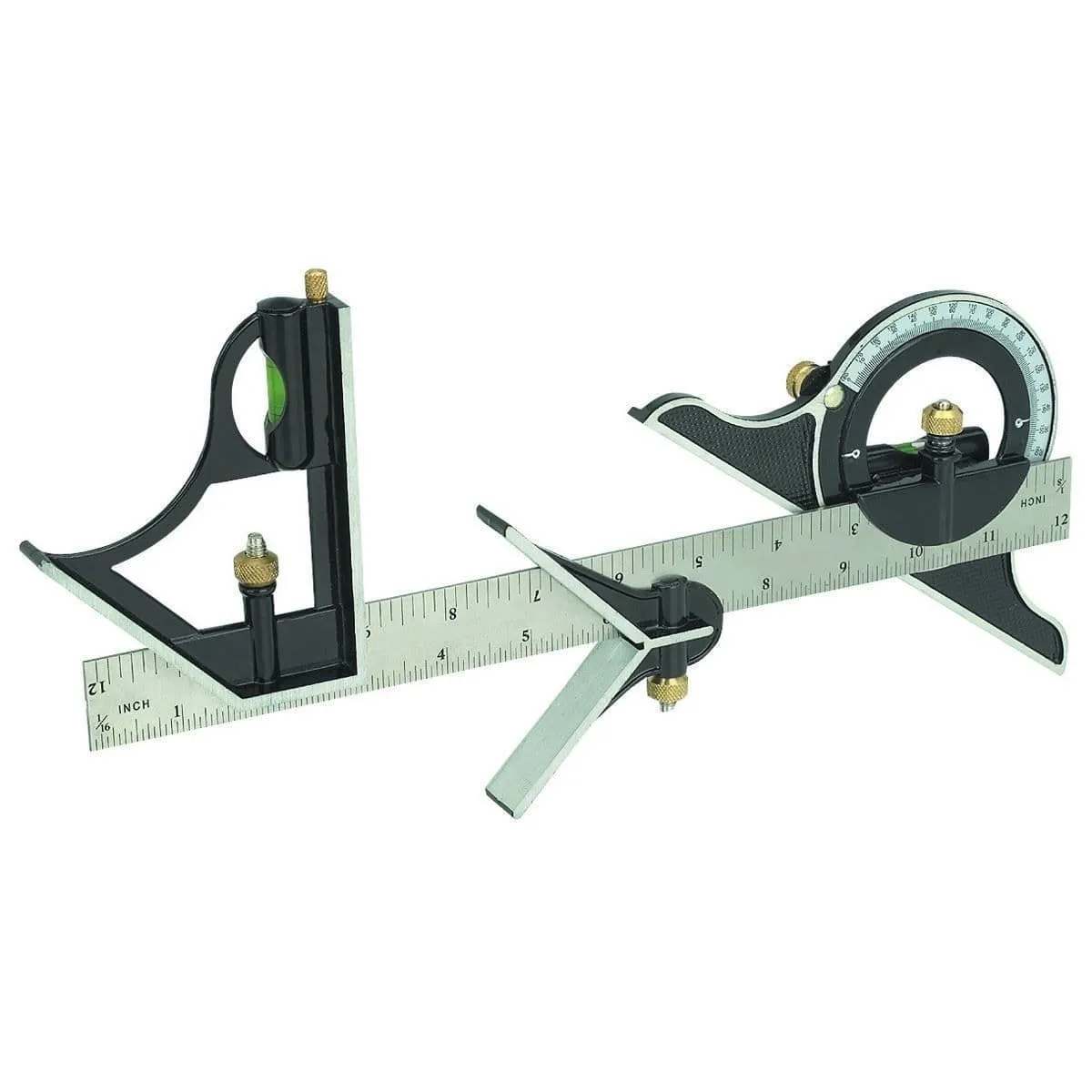 12" 300mm Combination Square & Protractor Level Adjustable Measure Measuring Set