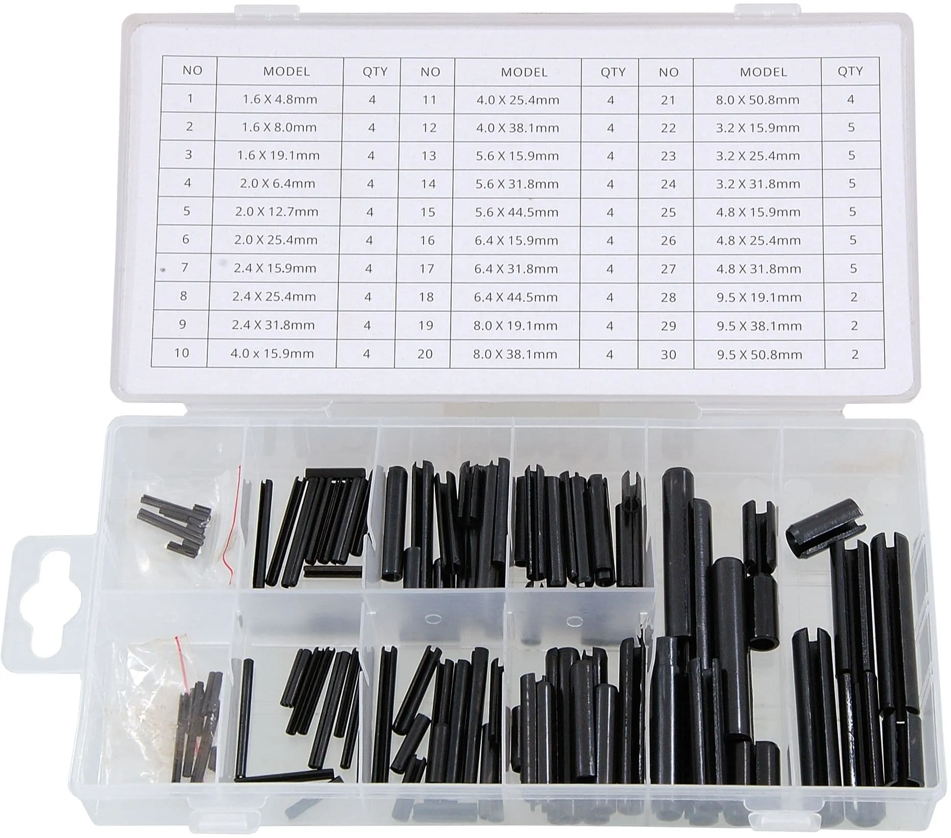 120Pc Roll C Pin Set Small-Large Spring Tension Pack/Sellock/Rowel/Split/Slotted