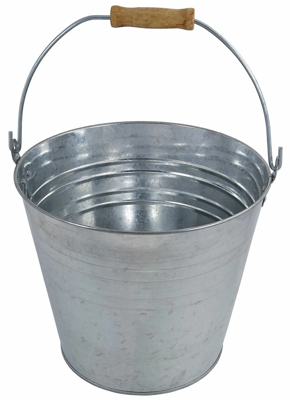 12L Galvanised Metal Bucket Strong Steel Wooden Handle Water Coal Fire Garden