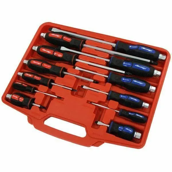 12Pc Heavy Duty Mechanics Screwdriver Set In Case