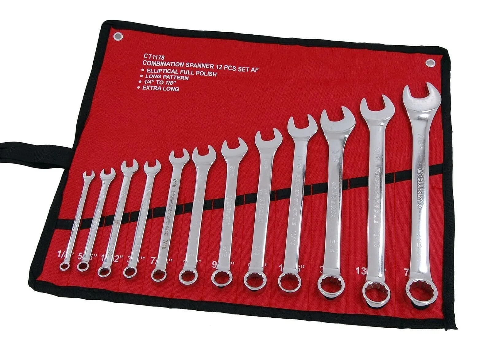 12Pc Imperial Combination Spanner Set In A Tool Roll