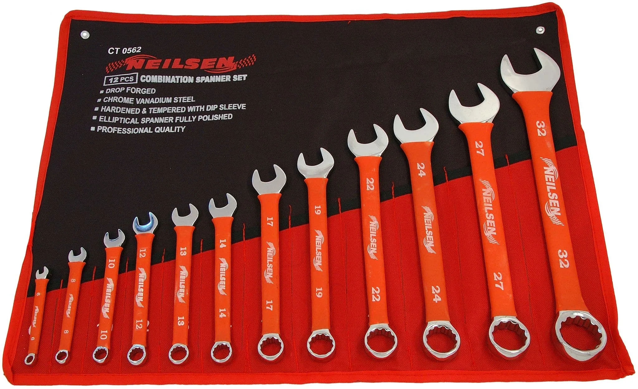 12Pc Professional Combination Pvc Gripped Spanners Tool Set