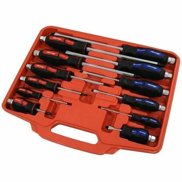 12Pc Set Mechanics Pound Through Screwdriver Hex Ends Shank Long Stubby