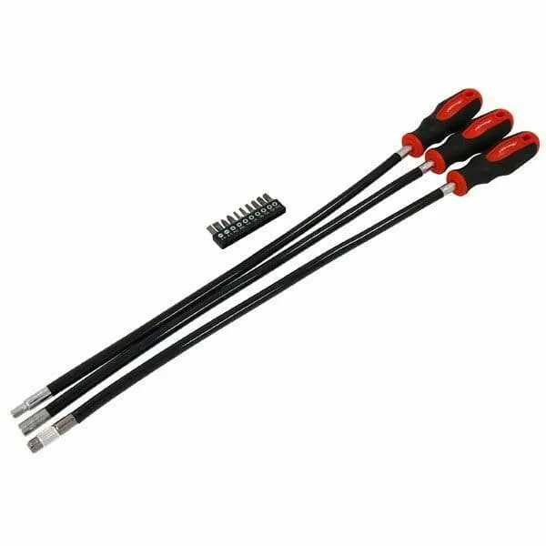 13 Pc 1/4" Inch Drive Extra Long Flexible 600mm Screwdriver Driver Set