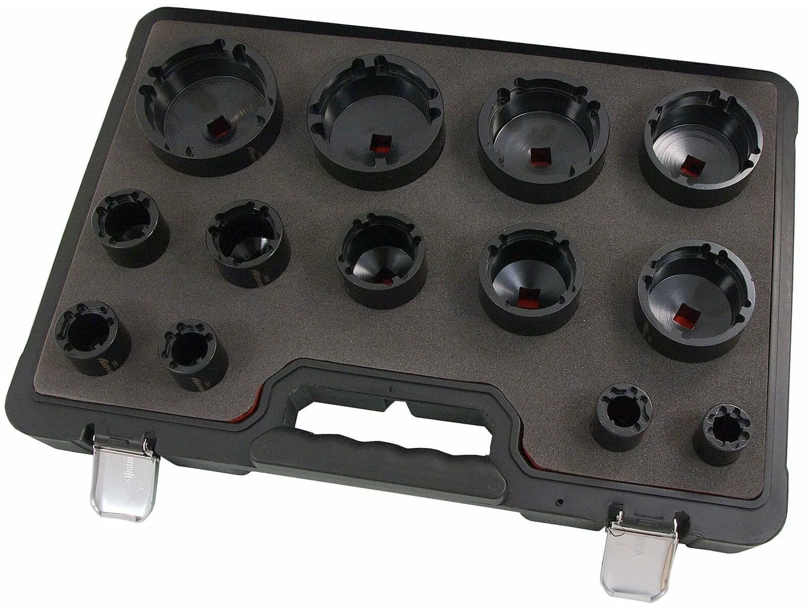 13 Piece Grooved Locking Wheel Nut Remover Socket Set - Inside Tooth 18mm - 80mm