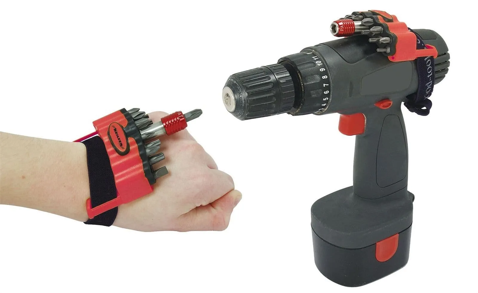 13Pc Magnetic Wrist Band Screwdriver Bit Set - Star, Flat & Phillips