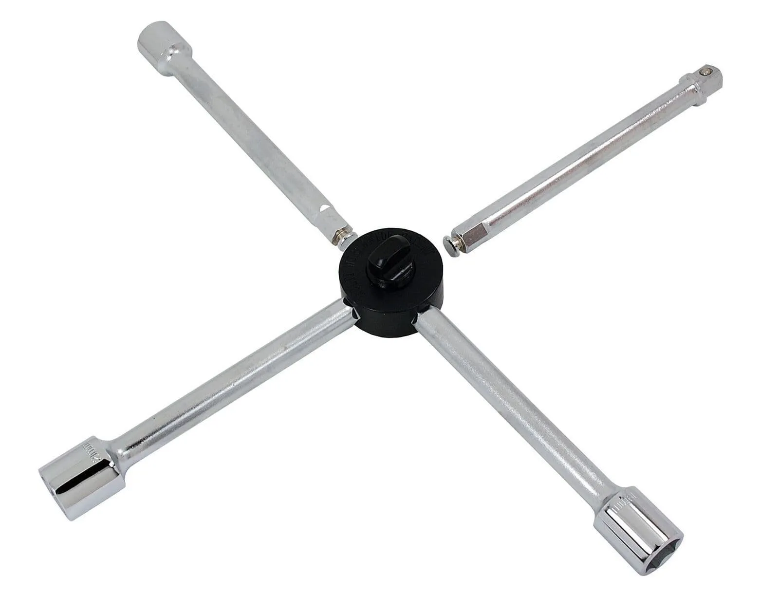 14" Foldable Cross Car Wheel Brace Spanner Wrench - Socket 17, 19, 21 & 23 mm