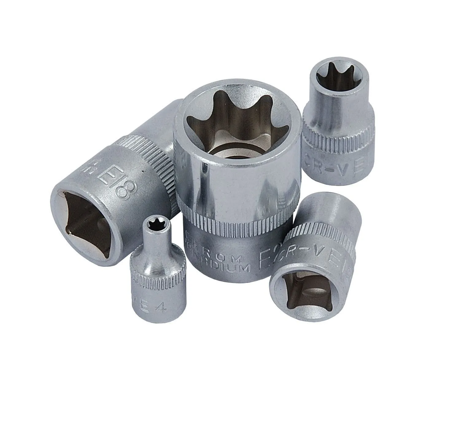 14 Piece E Torx Socket Set In A Storage Case 1/4" 3/8" 1/2" Star Female Sockets