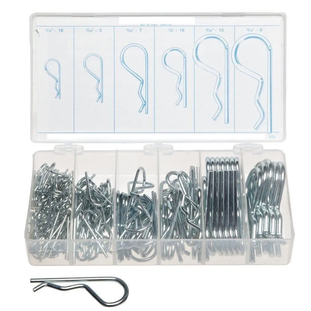 150Pc Hair Pin Hitch R Clip Lynch Cotter Assortment 150Pieces