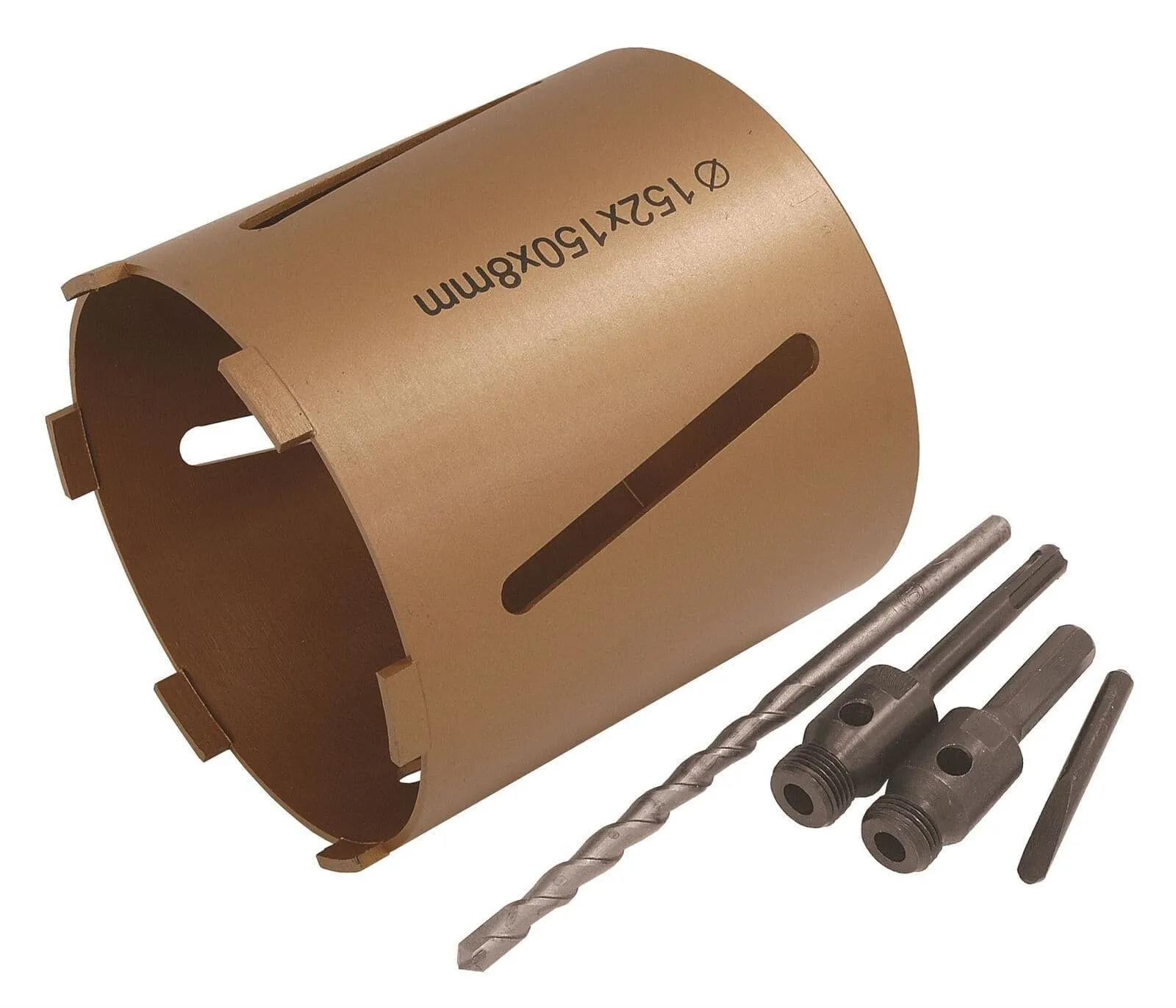 152mm Diamond Core Hole Drill & Sds+ Arbor Shank + Pilot Bit + Ejector Drift