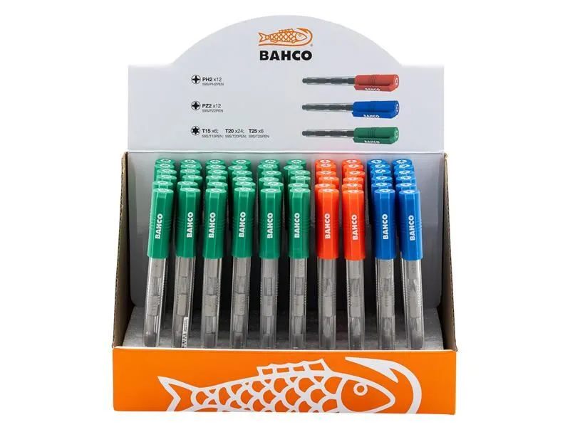Bahco Screwdriver Bit Pen Display, 60-Piece Set