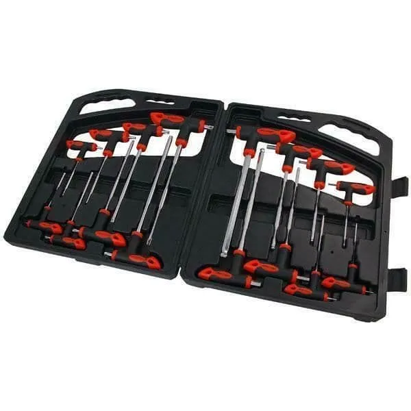 16Pc T Handle Torx & Hex Ball End Allen Key Set Crv Trx Star Tx Screwdriver
