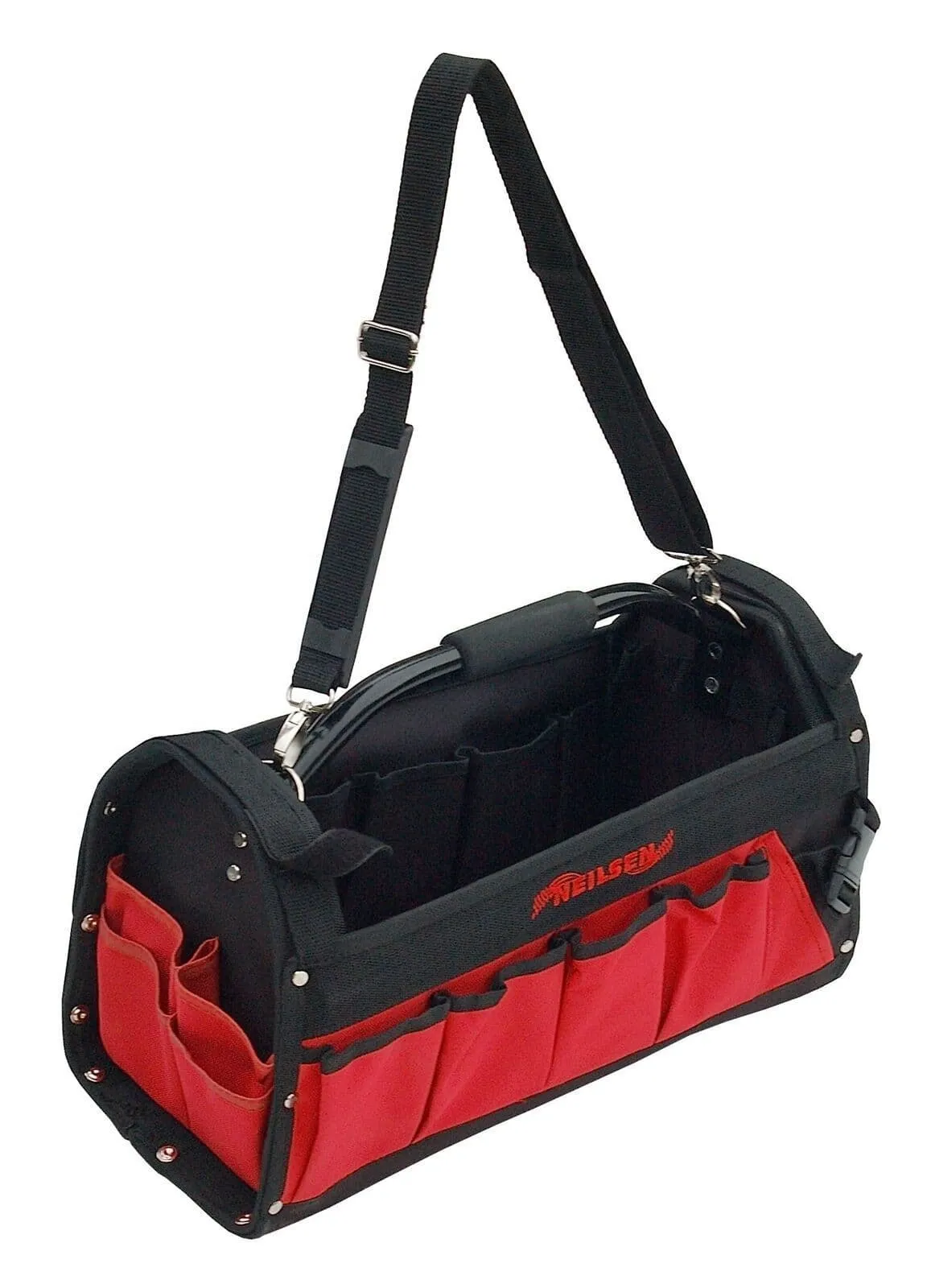 19 Pocket Open Tote Tool Caddy Bag Carry Case With Heavy Duty Holdall