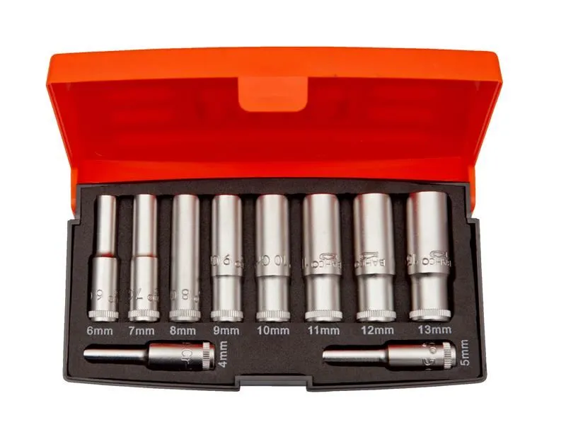 Bahco S0810L 1/4in Drive Deep Socket Set, 10 Piece, High-Alloy Steel