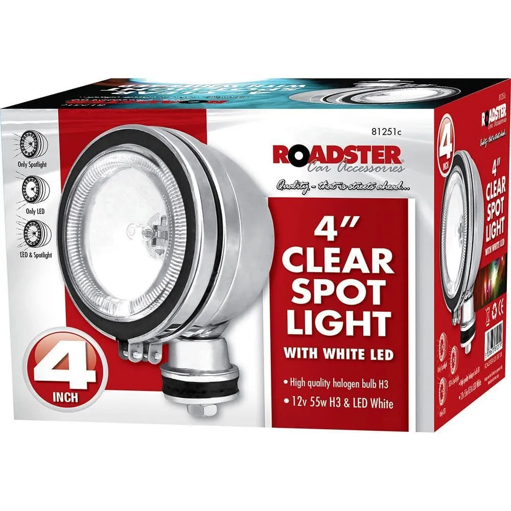 2 X 4" White Light Car Spotlights Fog Chrome Angel Eye Halogen Spot Fog Lights