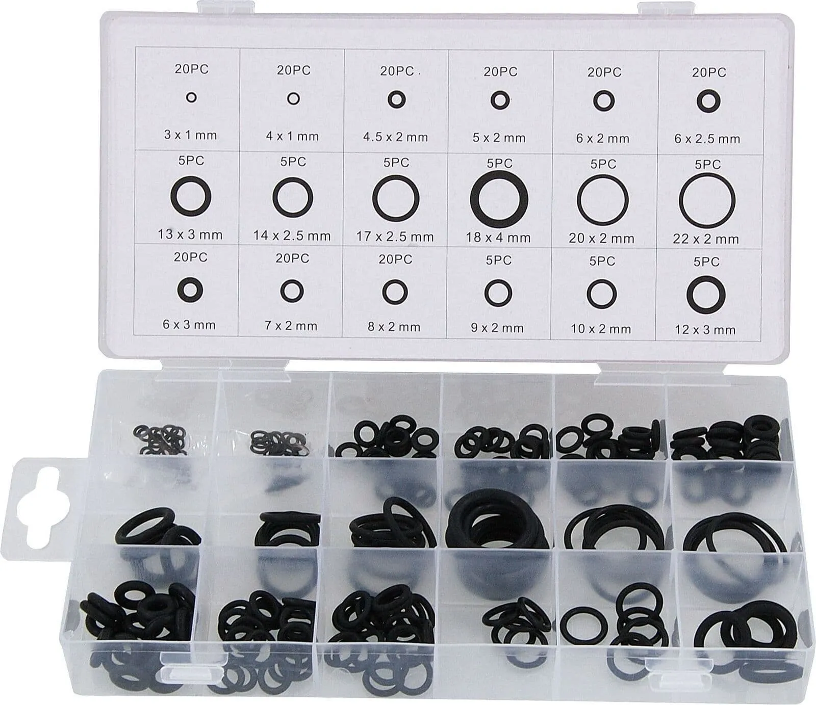 225Pc Assorted O Ring Set Black Rubber Seals Sink Tap Washers