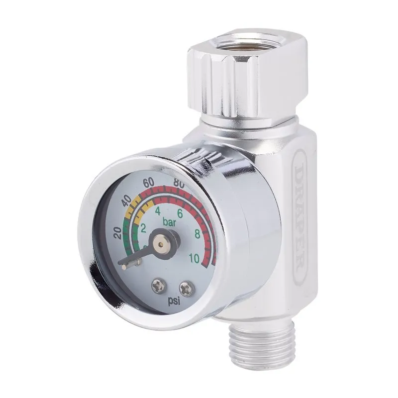 DRAPER 1/4" BSP On-Gun Air Regulator and Gauge, 140psi