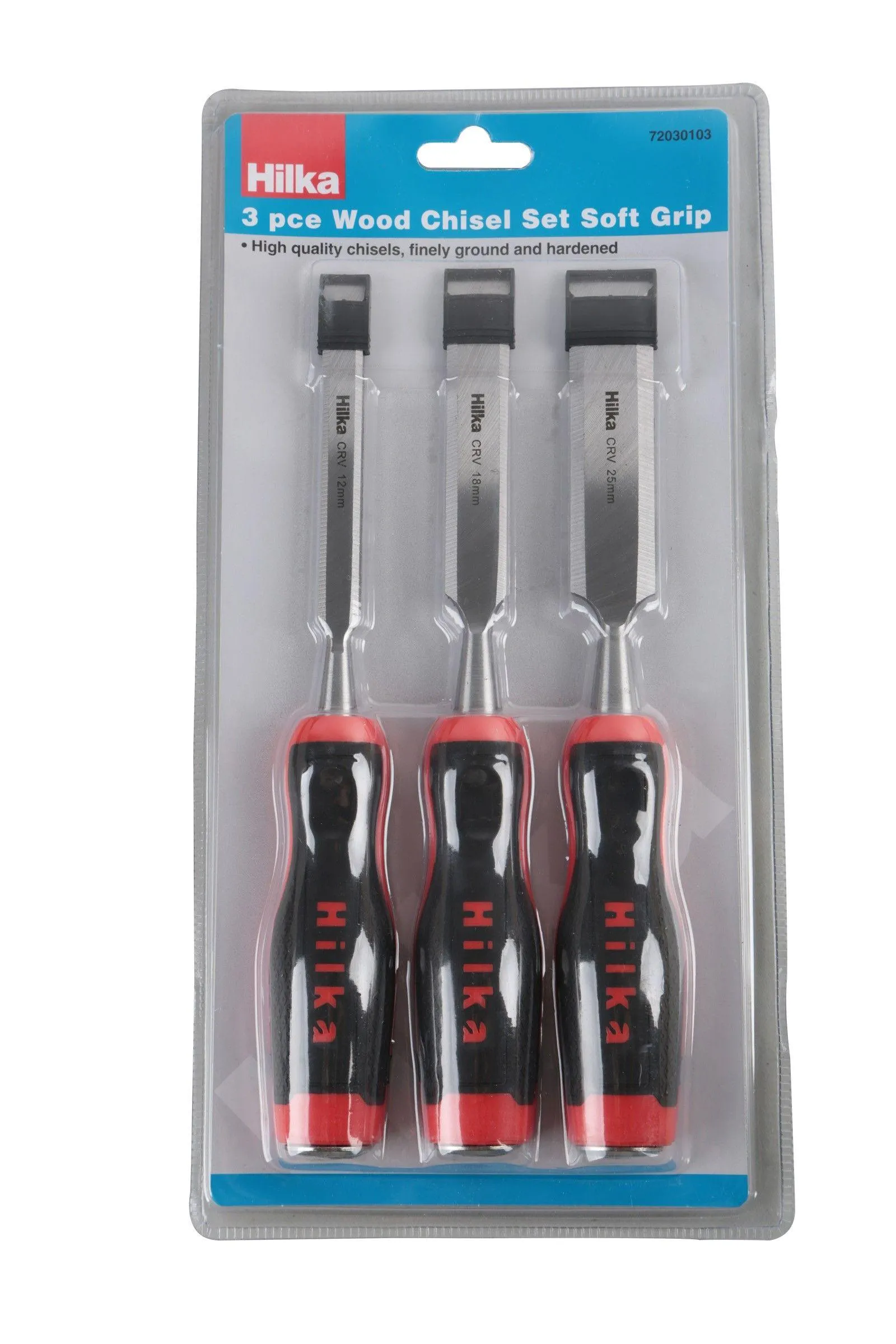 HILKA 3 pce Wood Chisel Set Soft Grip