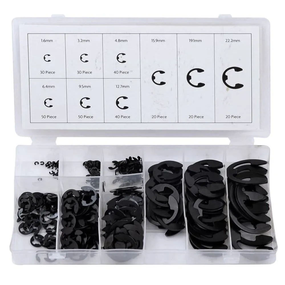 300Pc E-Clips Snap Ring E Clip Circlips Retaining Bit Kit Quality Assortment
