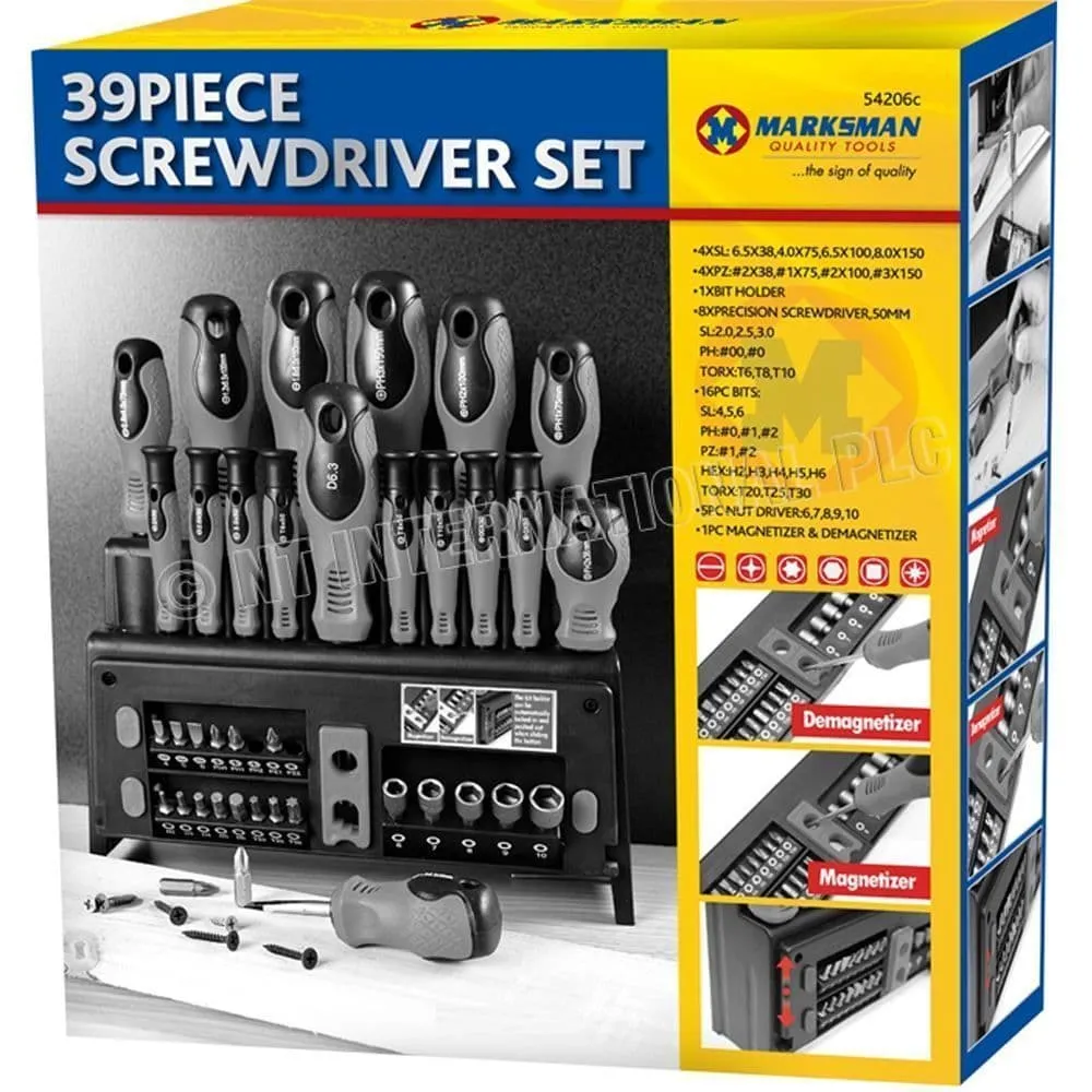 39Pc Screwdriver Set Stand Precision Torx Hex Pozi Bits Mechanics Engineer