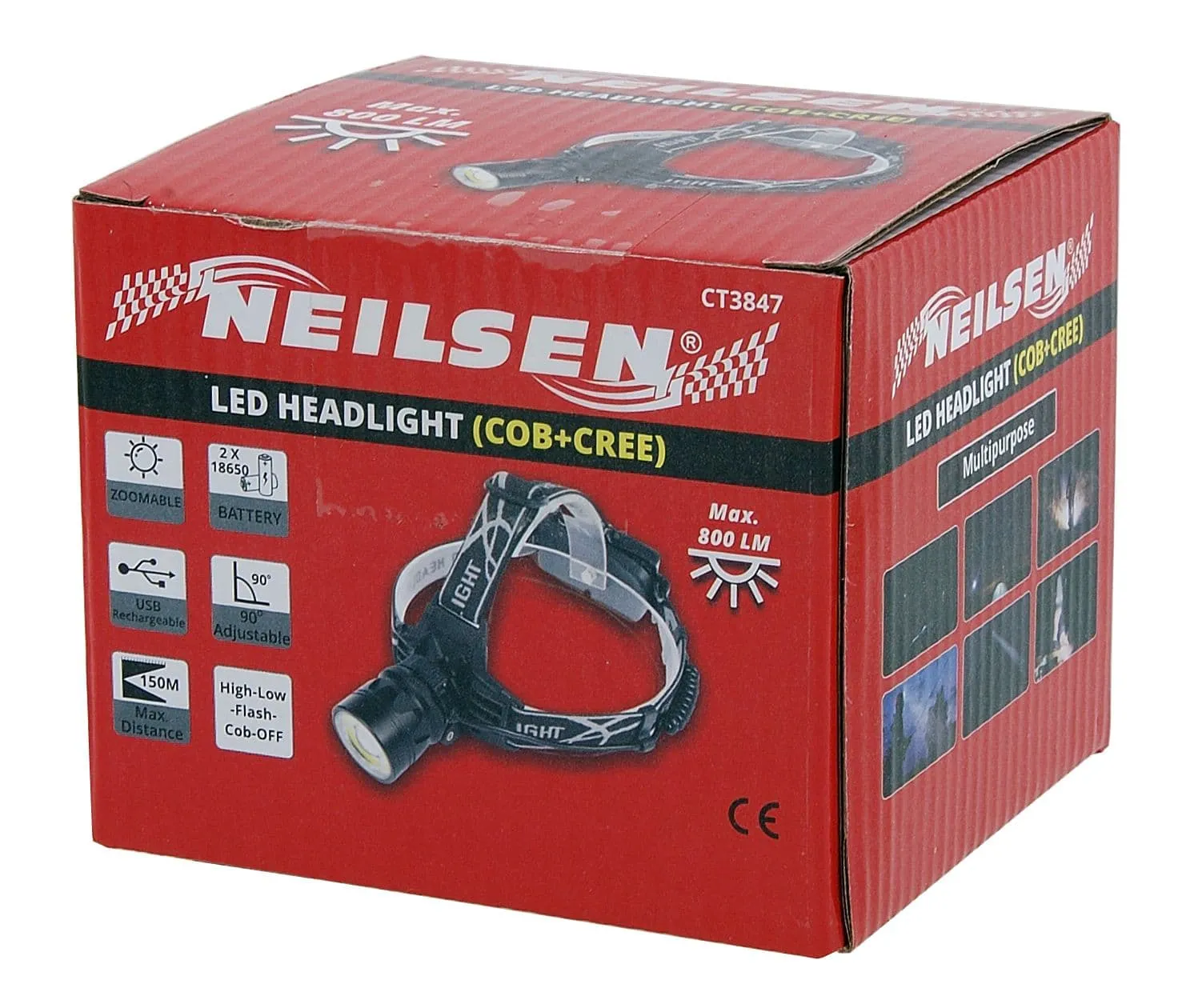 3W Cob Led Headlamp Headlight Torch Flashlight Work Light Bar Head Band Lamp