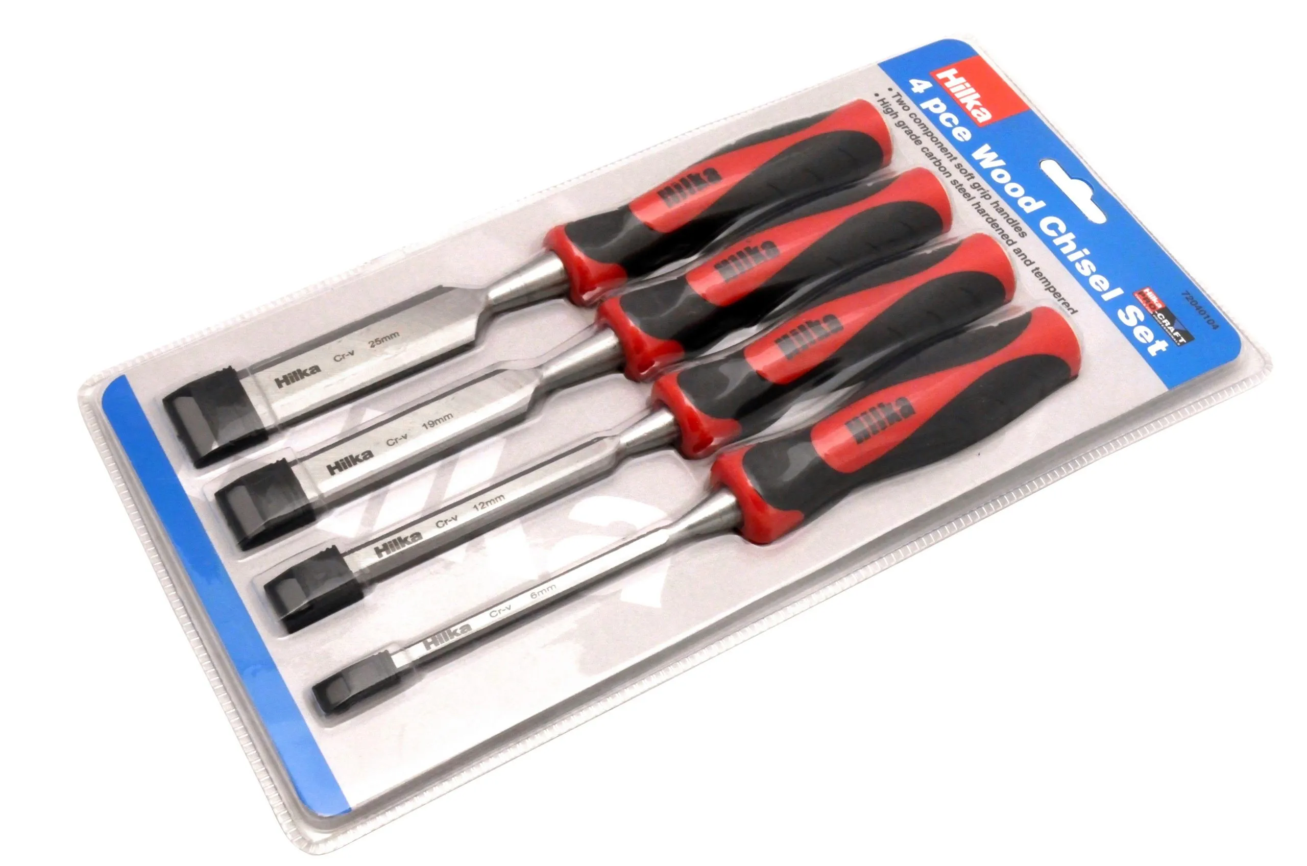HILKA 4 pce Wood Chisel Set Soft Grip