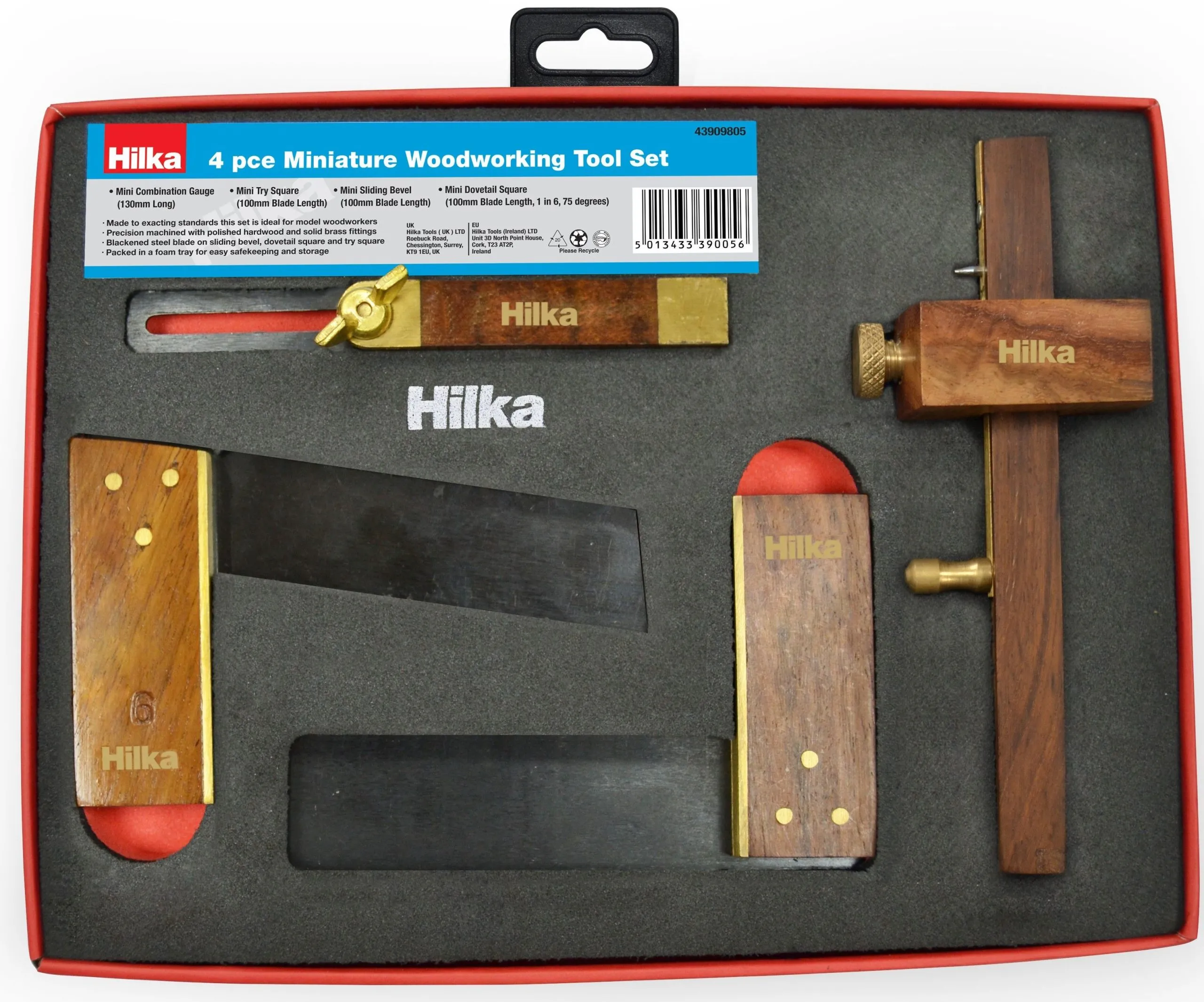 HILKA 4 pce Miniature Woodworking Tool Set in PU