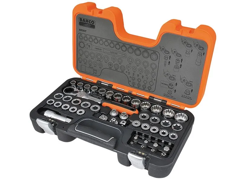 Bahco S530T 1/2in Drive 53-Piece Pass-Through Socket Set