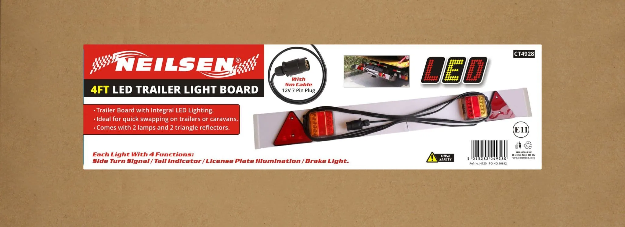 4Ft Led Rear Tail Stop Light Indicator Trailer Light Board With 5M Cable