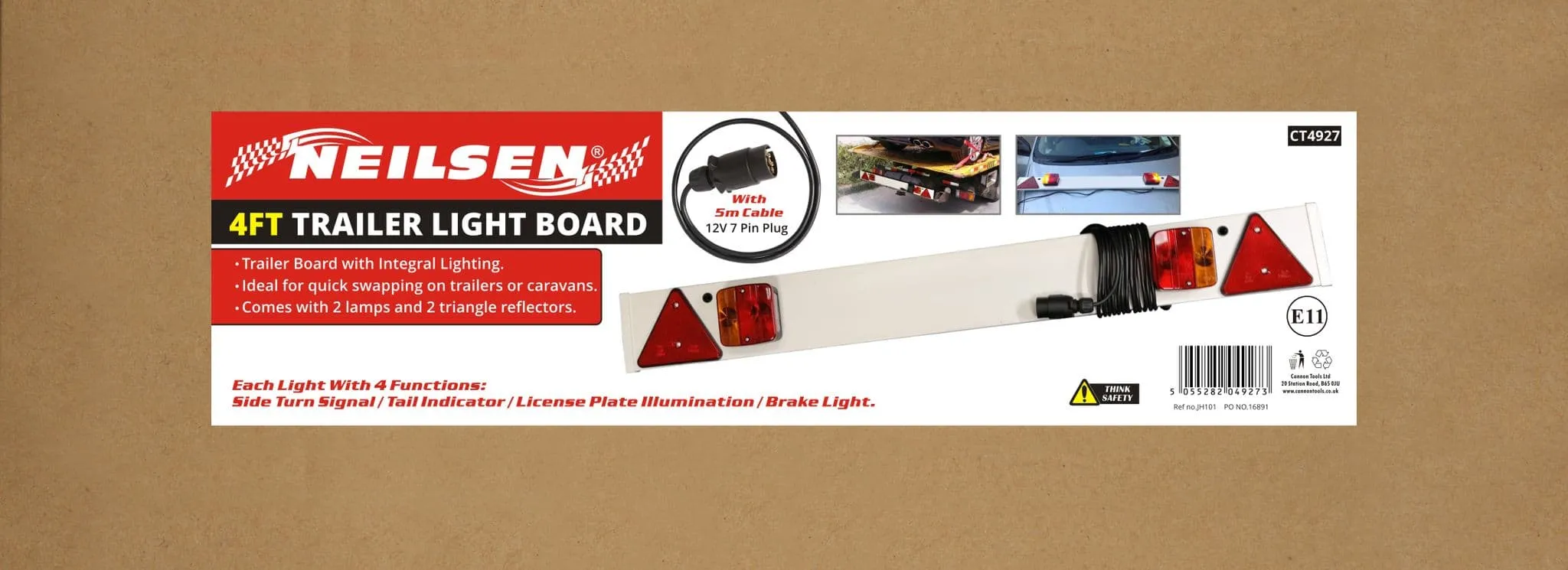 4Ft Rear Tail Stop Light Indicator Trailer Light Board With 5M Cable