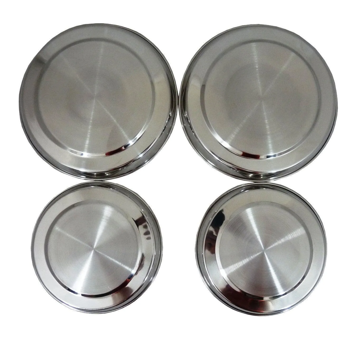 4Pc Stainless Steel Metal Silver Chrome Electric Cooker Hob Ring Cover Lid Set