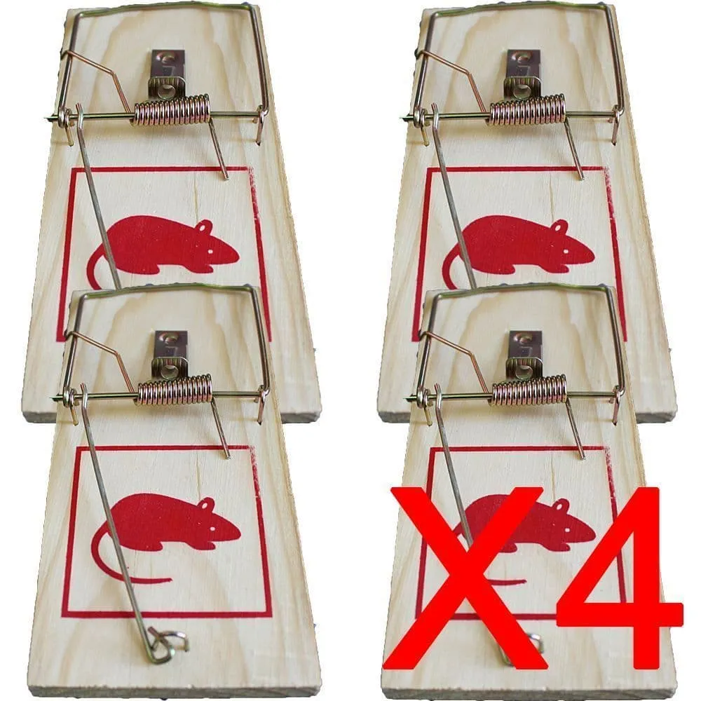 4X 7" Large Reusable Traditional Wooden Bait Rat Trap Vermin Rodent Pest Control