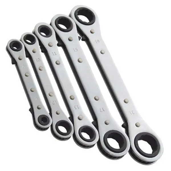 5 Pc Ring Ratchet Spanner Set Tools Diy Metric 6,8,10,11,12,13,14,17,19,21mm