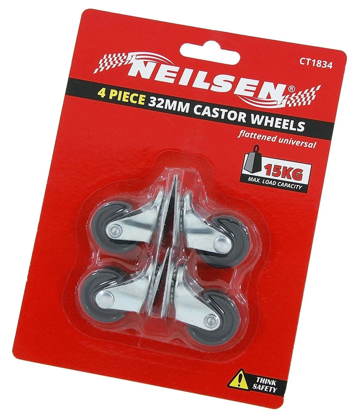 5 Piece Heavy Duty 32mm Rubber Swivel & Fixed Castor Trolley Wheels